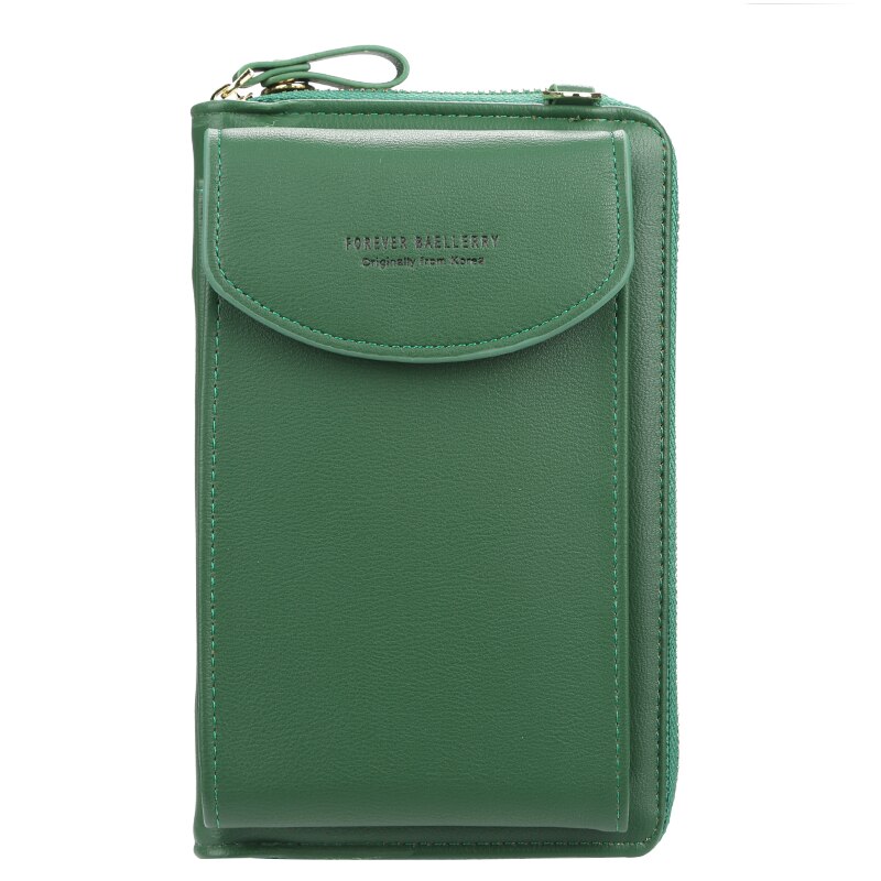 Carteira feminina para sempre baellery, carteira vertical para smartphone com zíper, bolsa de mão: Green