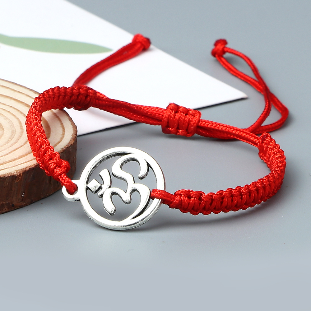 Charm OM símbolo hecho a mano cuerda trenzada ajustable rojo negro pulseras mujeres hombres joyería de de la suerte para Amiga oración