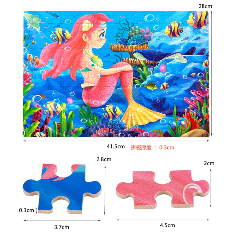 200 Pieces Wooden Toys Puzzle Kids Toy Cartoon Animal Wood Jigsaw Puzzles Child Early Educational Learning Toys for Children