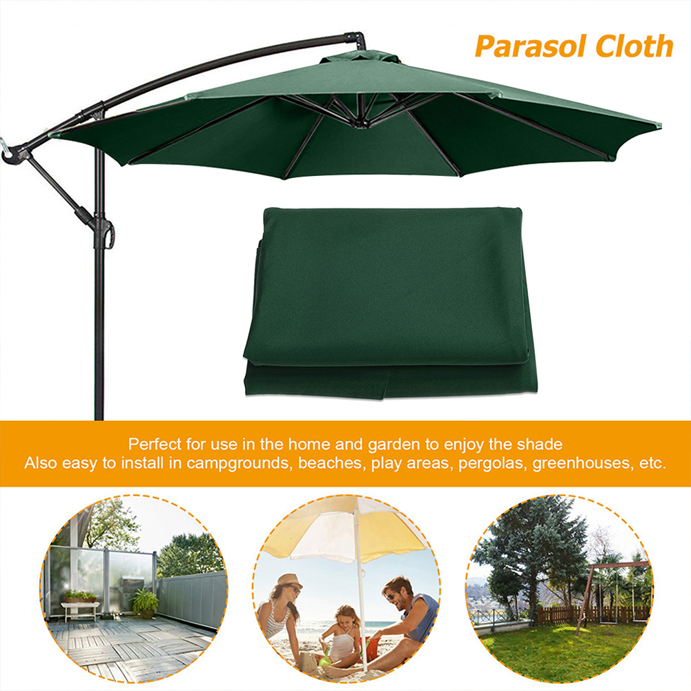 Parasol de 6 huesos sin soporte, sombrilla de 2m, tela reemplazable, protección UV impermeable para exteriores, playa y jardín