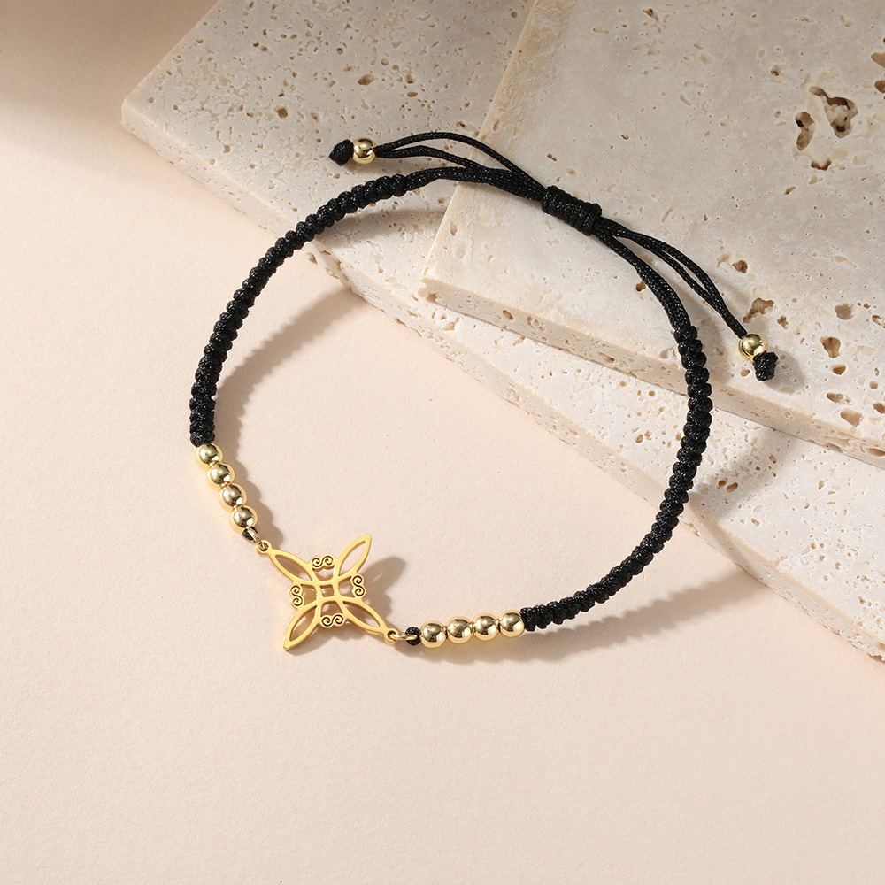 Dawapara – Bracelet à breloques avec nœud de sorcière pour femmes, amulette de Protection des nœuds celtiques, chaîne de perles en acier inoxydable, bijoux Wiccan de sorcellerie: Plaqué de cuivre antique