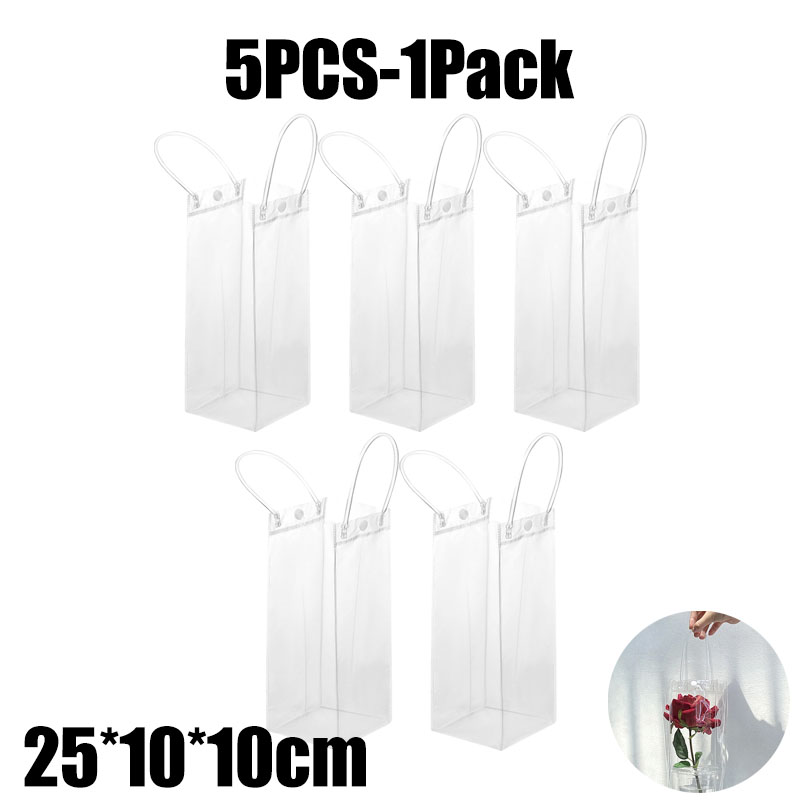 Klare plastikposer med håndtag, gennemsigtig pose, genanvendelig tote-taske, pvc-goodieposer til bryllupsfestartikler: Tilpasset størrelse / Beige