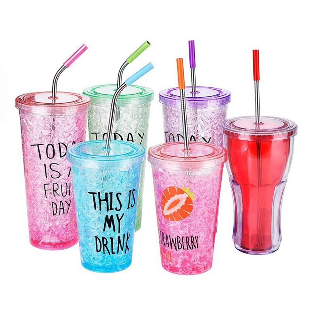 6 stks/set Herbruikbare Rvs Rietjes Rechte Gebogen Rietjes met Siliconen Tips voor Koude Drank Bar Gereedschap