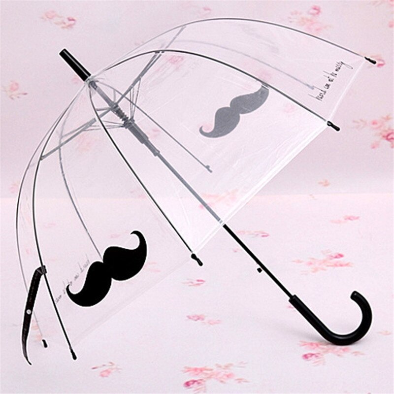 Gennemsigtig plast gennemsigtig paraply regn solrige kvinder piger damer nyhed varer lang håndtag paraply: -en
