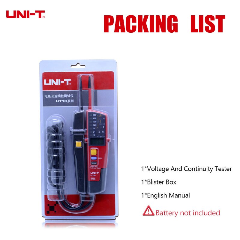 UNI-T Handheld Voltage and Continuity Tester 3-phase Voltage and Phase Sequence/On-Off Test/RCD Tester UT18 Series