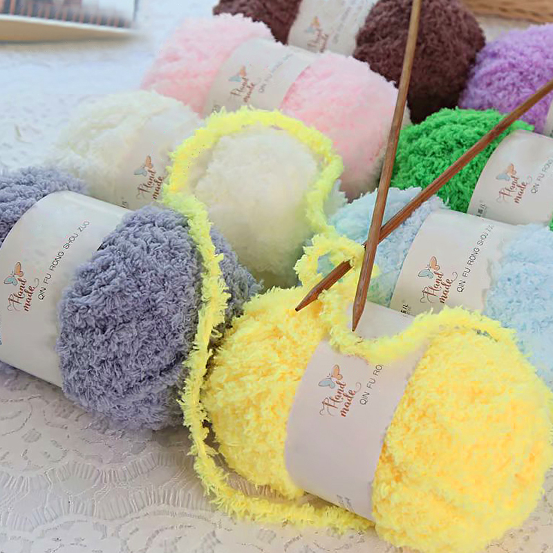 50g/rollo de hilo Coral de terciopelo suave para manualidades, hilo de lana tejido a mano, bufanda de ganchillo, suéter, manta, hilos de visón esponjosos, hilo de línea