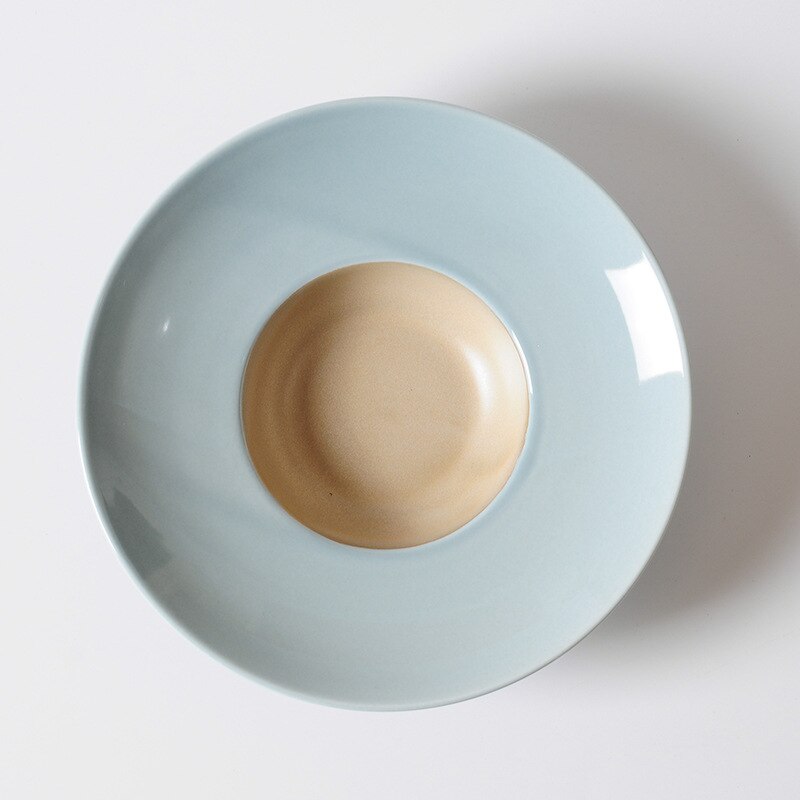 Straw Hat Plate Thick Soup Plate Bowl Western Restaurant Fruit Salad Soup Plate Deep Plate Flying Saucer Plate Straw Hat Bowl: F / 22.7x22.7x3.5cm