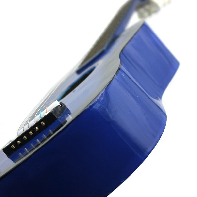 Irin mini 23 tums basswood 12 band 6 strängad akustisk gitarr med pick och strängar för barn/nybörjare (blå)