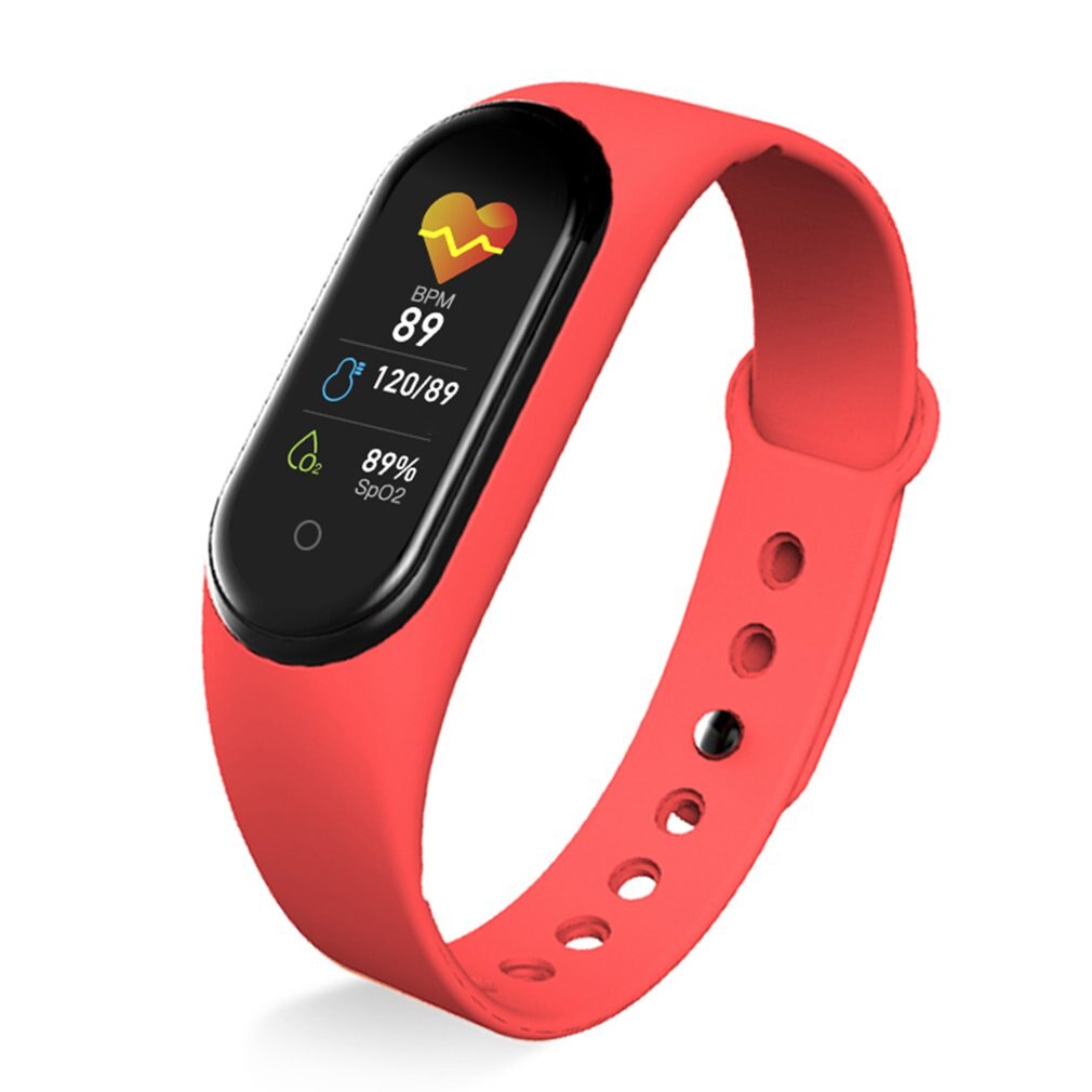 Smart fitness armband band med mätande pulsmätare sport aktivitet tracker män kvinnor titta på armband: Röd
