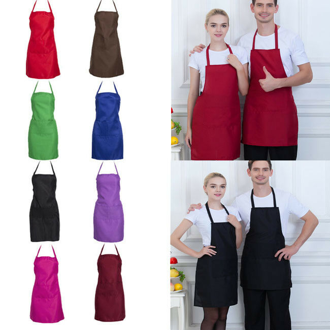 Delantal con pechera ajustable para hombre y mujer, vestido de Chef para restaurante, cocina clásica con bolsillos, artesanía de carnicero para hornear, cocina, barbacoa
