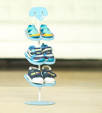 Cartoon dieren stereo kinderen schoen rack console schoen organisator frame verticale schoenenrek 67 cm: Blauw