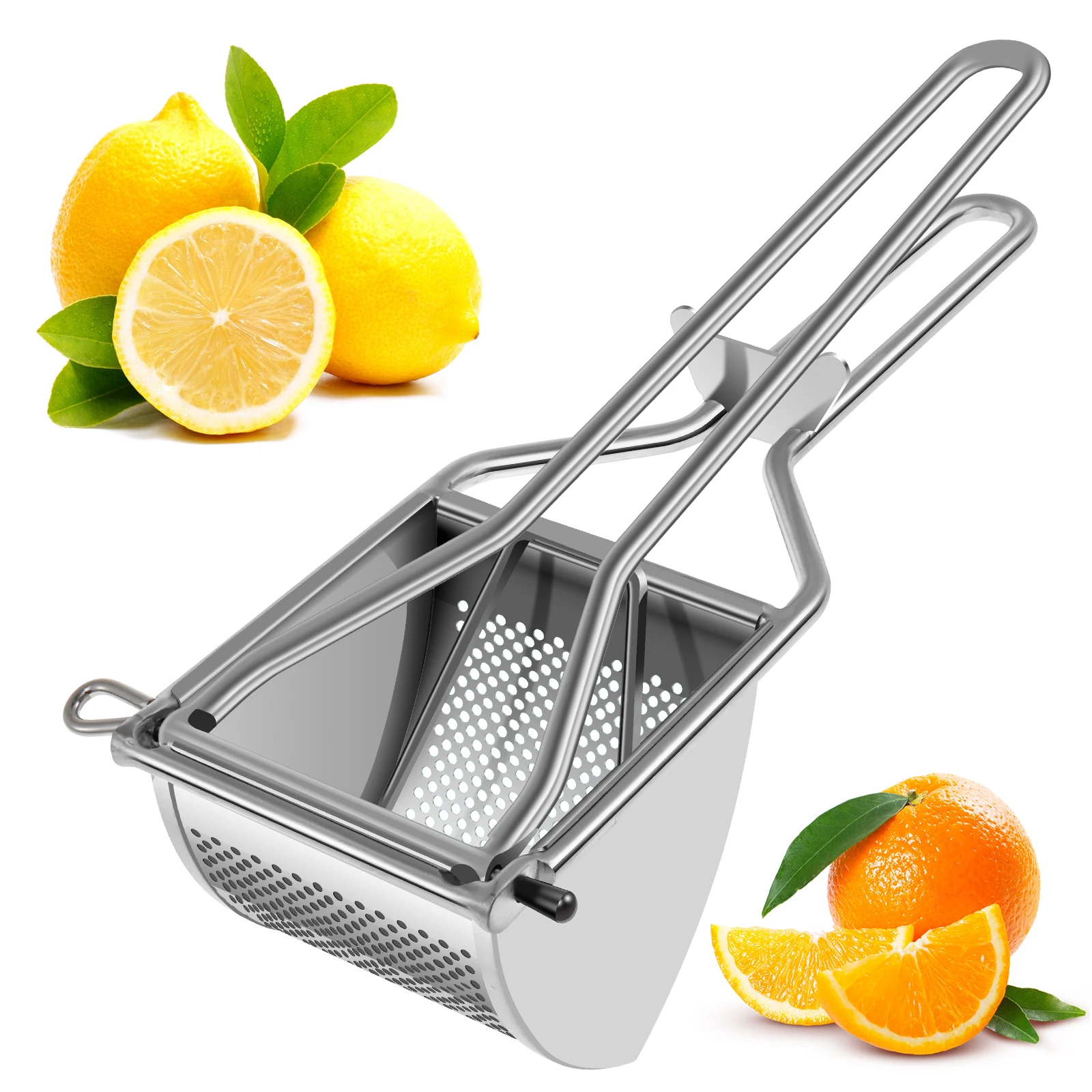 Citroenpers, roestvrijstalen handpers voor citroenen, citrus, sinaasappelen en andere fruit Arbeidsbesparende keuken, handmatige sapcentrifuge