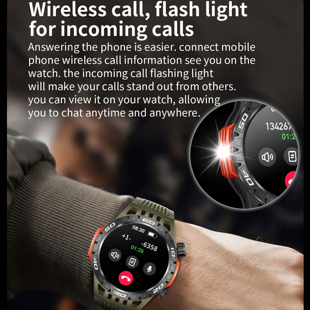 New Sports Smart Watch Men con illuminazione a LED Health Tracker Compass Ultra Long Standby Bluetooth Call SmartWatch per Android IOS