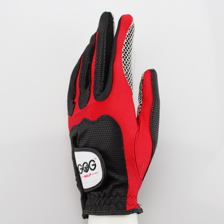 GOG golf gloves magic tape pu slip-resistant breathable left hand red blue for outdoor sport: red left hand / XXL 26