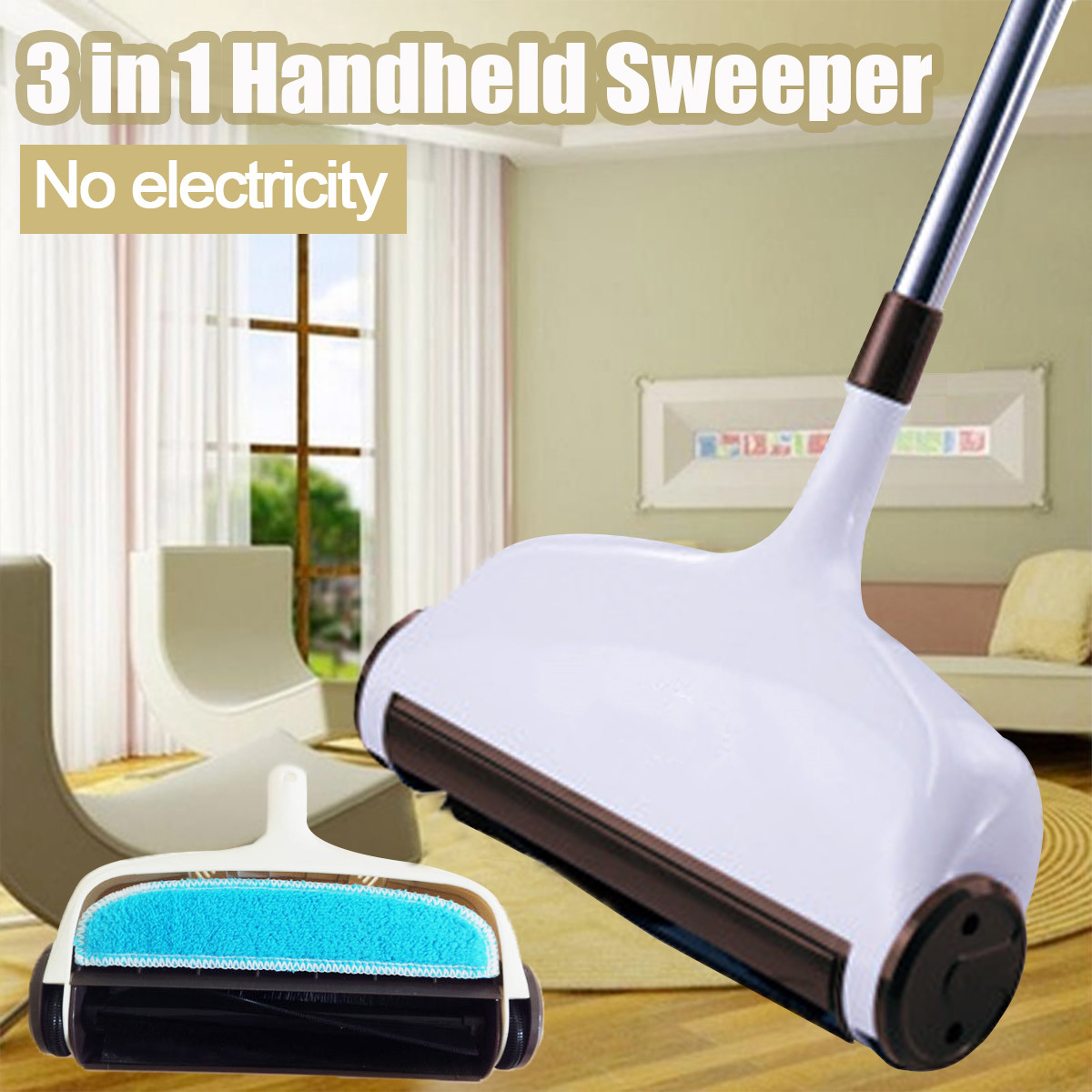 360 Degree Stainless Steel Hand Push Sweepers Sweeping Machine Push Type Magic Broom Sweepers Dustpan Household Cleaning Tools