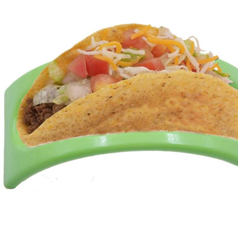 12 stk plast taco rack holdbar mexicansk pandekage rack bakke taco holder til hjemmekøkken (rød + gul + grøn)