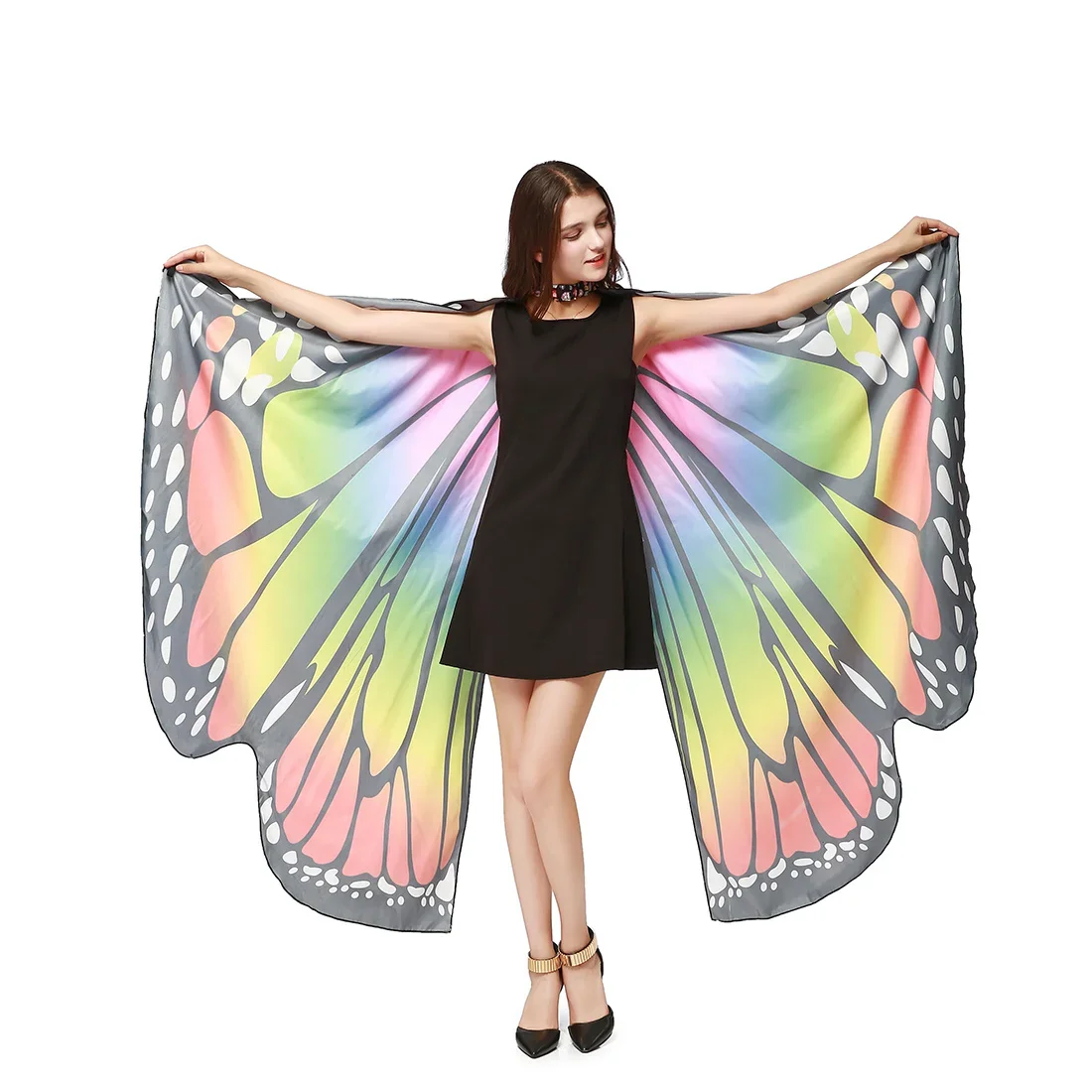Rainbow Butterfly Wings Cape Shawl Fairy Ladies Dance Costume Adult Monarch Butterfly Cape Halloween Child Butterfly Wings