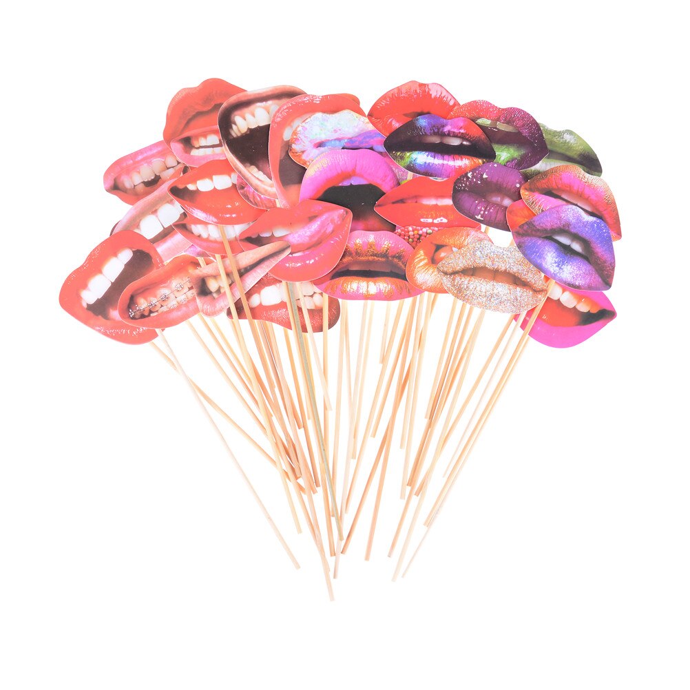 20pcs Funny Lip Mouth DIY Photo Props Booth On A Stick For Women Girls Wedding Birthday Decoration Party Supplies