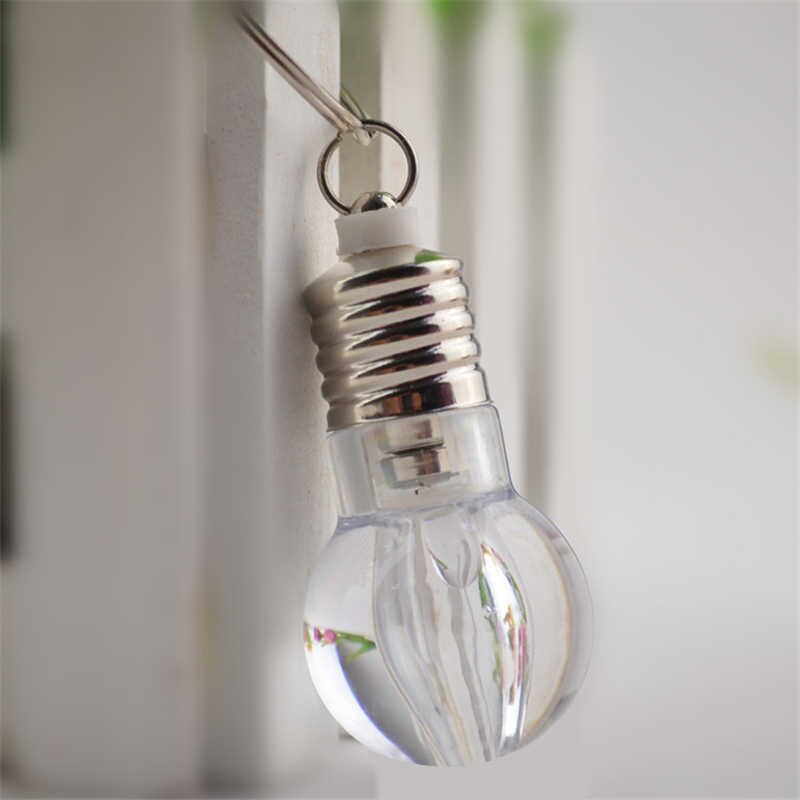 Quadruple Mini LED Light Bulb Keychain Candy Color Flash Lamp Key Rings Novelty Car Illuminate Pendant Key Chain Christmas: round
