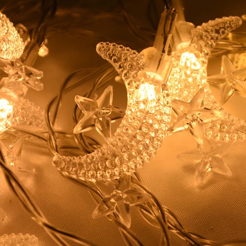 Moon Star LEd Light String Eid Mubarak Decoration for Home Ramadan Kareem Muslim Islamic Decor Hajj Mubarak Eid Al Adha
