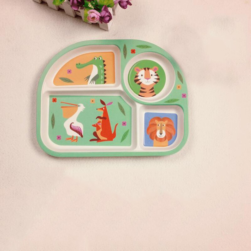 Plato de alimentación de fibra de bambú ecológico para niños, bandeja de dibujos animados para bebé, vajilla, Bol, platos, contenedor de alimentos