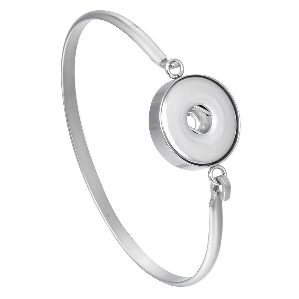 Stainless Steel Bracelet Snap Button Bracelet Bangle for Women Fit 12mm or 18mm Snap Buttons Interchangeable Charm Jewelry