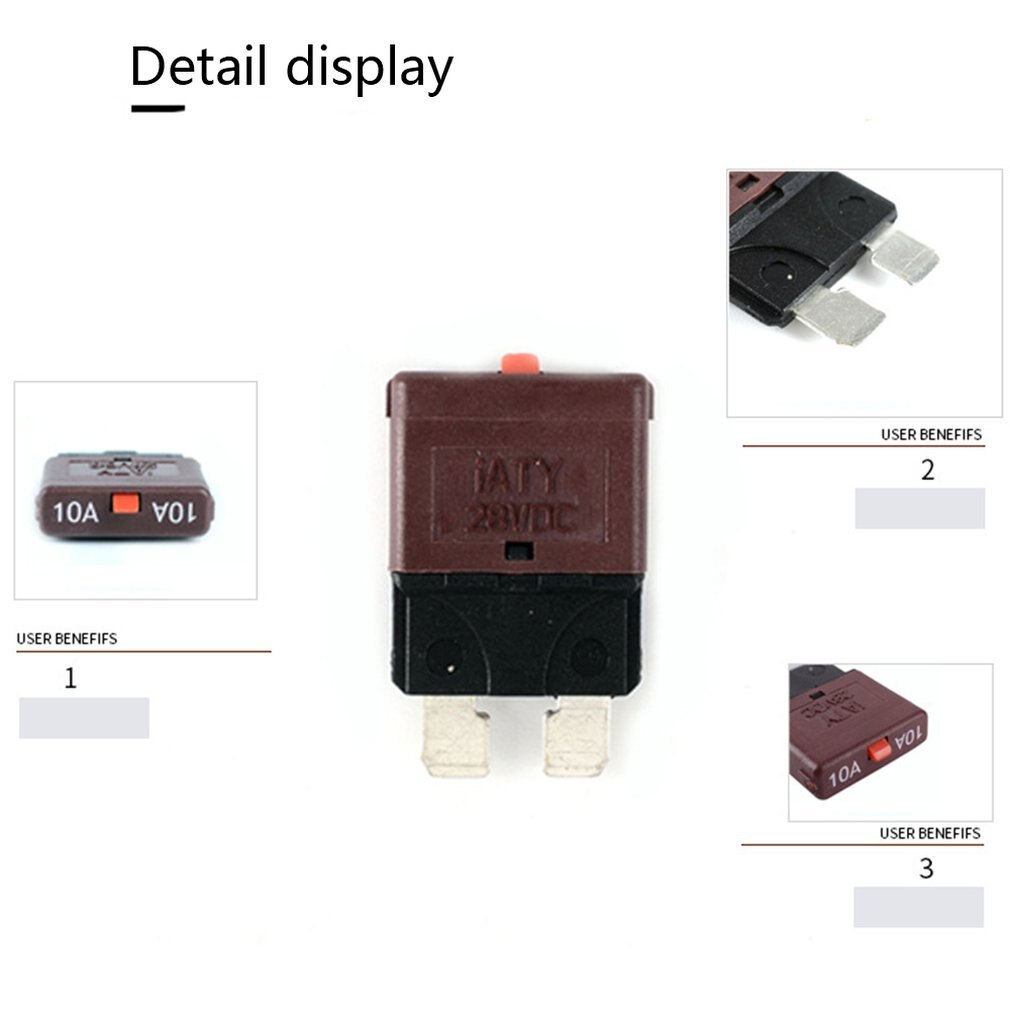 10a sikring 12v/24v passer strømbryterbladet bil bilsett tilbakestillbar innebygd sikring holder beskyttelse stereo manuell nullstille
