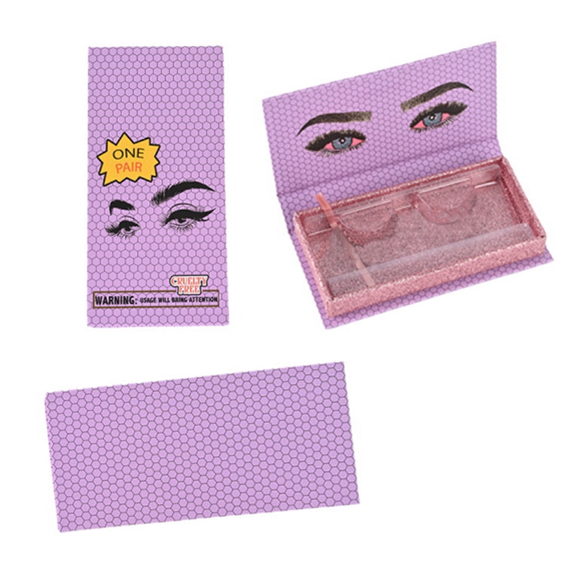5Pcs Eyelash Packaging Empty Lashes Box With Clear Tray Rectangle Lash Cases Lash Boxes Packaging: Purple