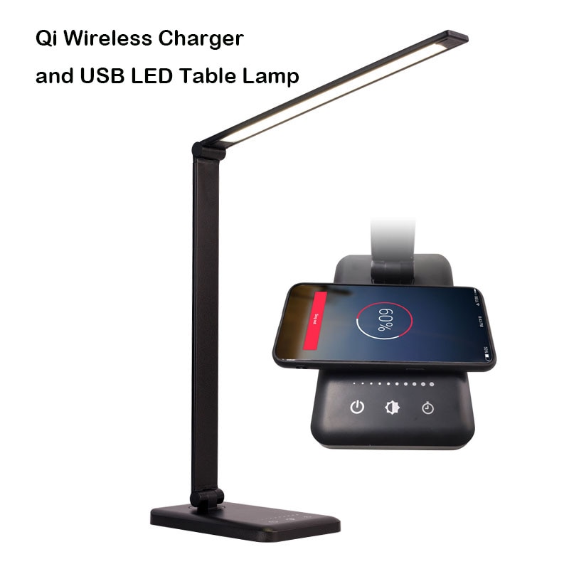 3 in1 trådløs oplader led skrivebordslampe luminaria multifunktion led bordlampe touch bordlampe til iphone airpods samsung huawei