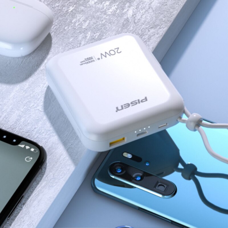 Pisen 20W mobile power bank 10000mAh Built-in double line PD Quick Charging Ultra-thin and compact portable power supply