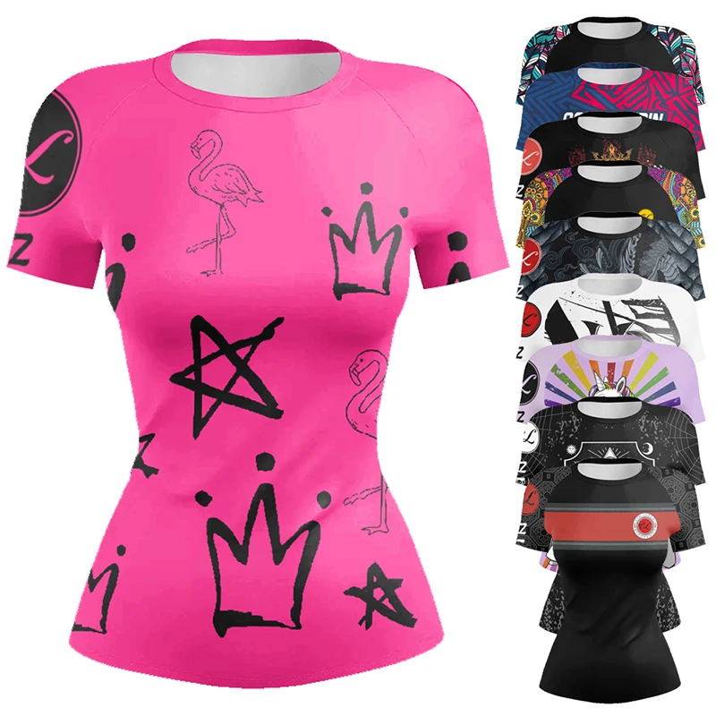 Camiseta de compresión Rashguard para mujer, anime de película, gimnasio, culturismo, yoga, delgada, serrée, Y-dehors, boxe, MMA