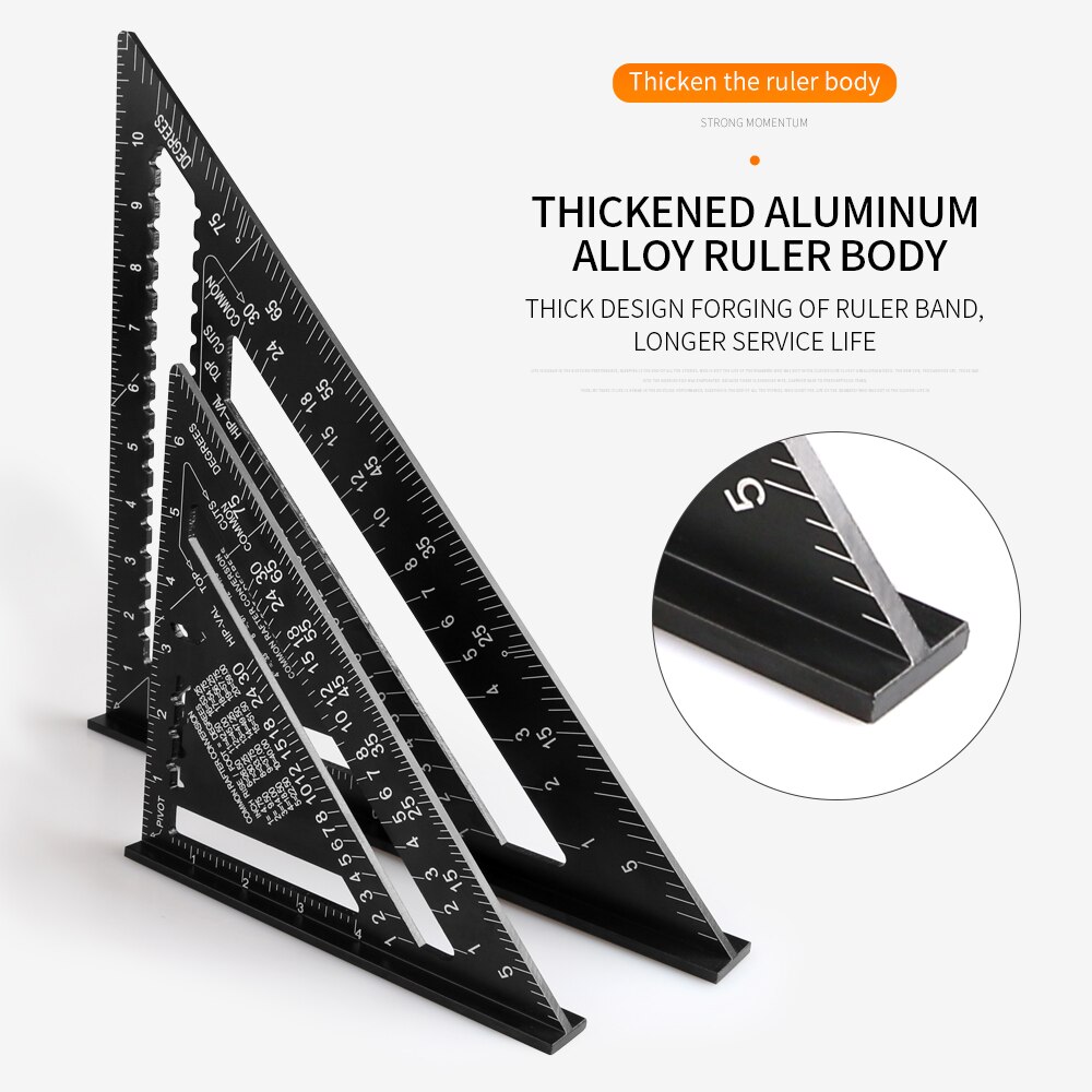 7/12inch Triangle Angle Protractor Aluminum Alloy Speed Square Measuring Ruler Carpenter Measuring Tools