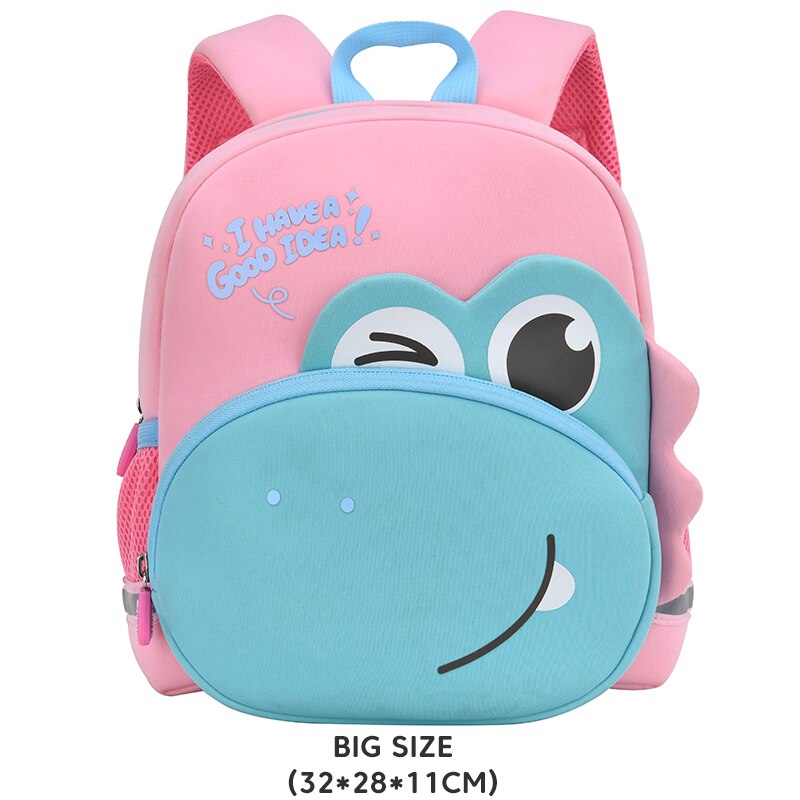GREATOP-Mochila con dibujos de dinosaurios en 3D para niños y niñas, morral escolar para niños pequeños de 2 a 5 años: Pink-big