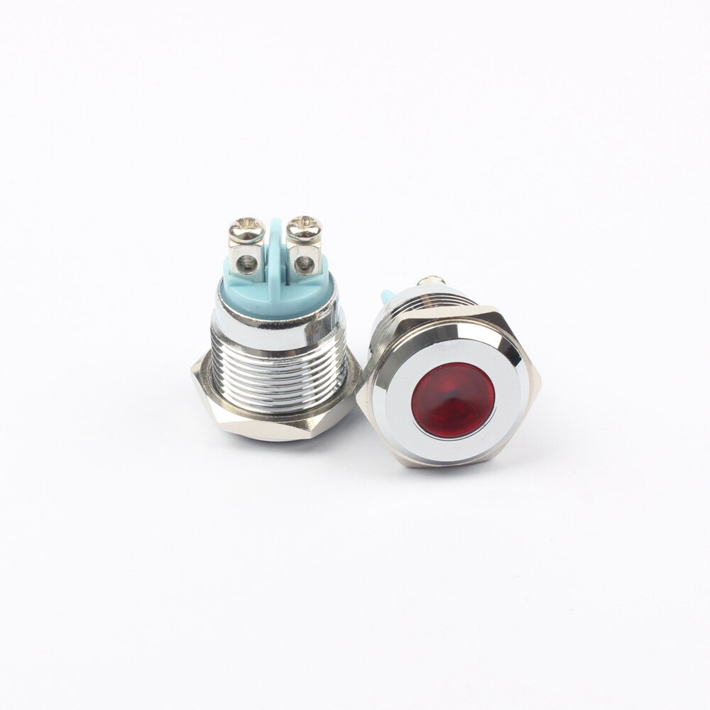 LED Metal Indicator light 16mm waterproof Signal lamp LIGHT 3V 6V 12V 24V 220v screw connect red yellow blue white 16ZSD.PY.L