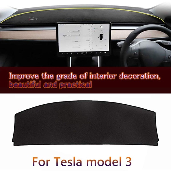 Dashboard Cover Mat for Tesla Model 3 Carpet Cover Sunscreen Insulation Instrument Panel Protection Non-Slip Blac