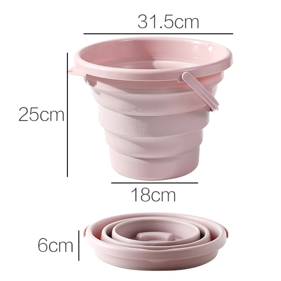 Cubo plegable de 3L/7L color rosa para turismo, limpieza de casas, pesca, Camping, coche, gran cubo de lavado para el hogar