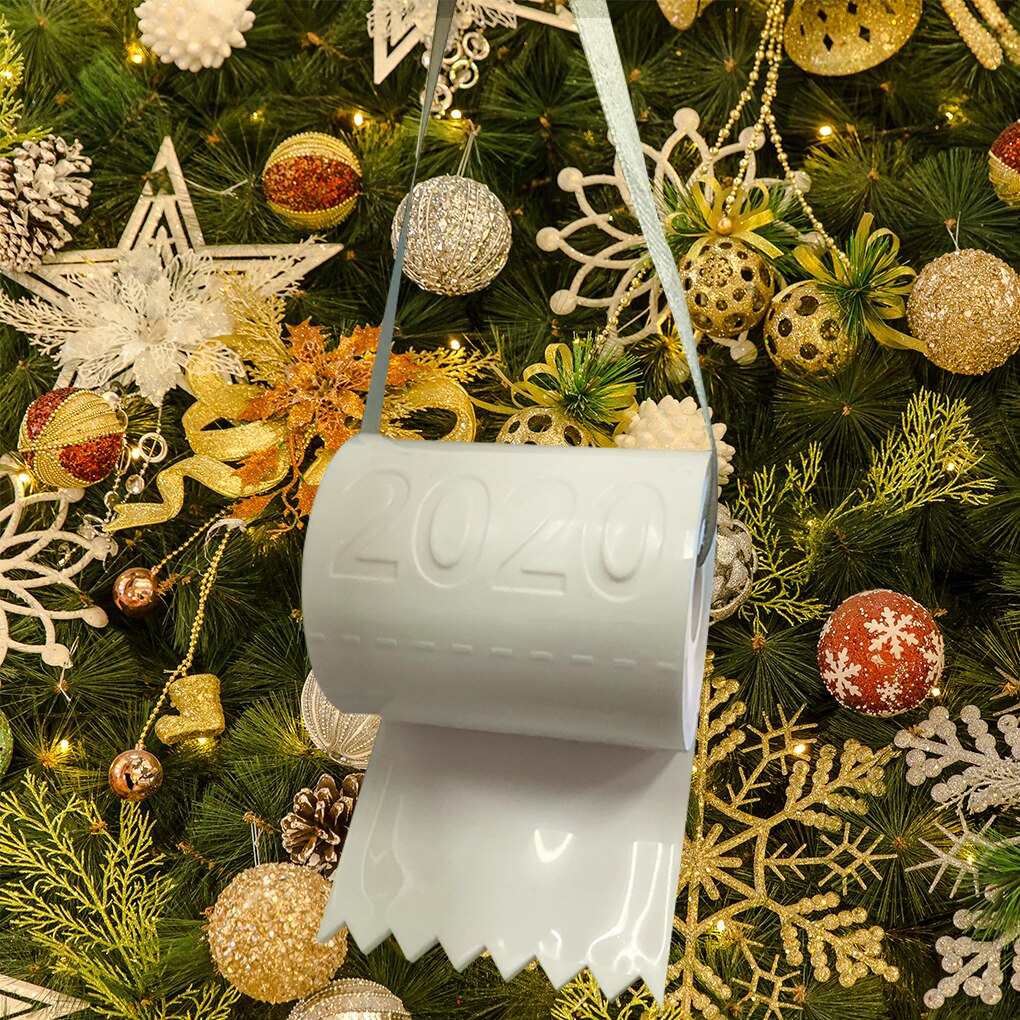 Christmas Ornament Plastic Tree Hanging Decor Cartoon Toilet Paper Decoration Christmas DIY Home Decoration