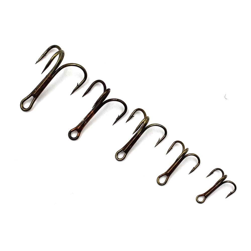100 stuks/partij koolstofstalen drievoudige vishaak geslepen drievoudige vishaak 5 maat  #2 #4 #6 #8 #10 vishaak tackle drievoudige vishaken fishook