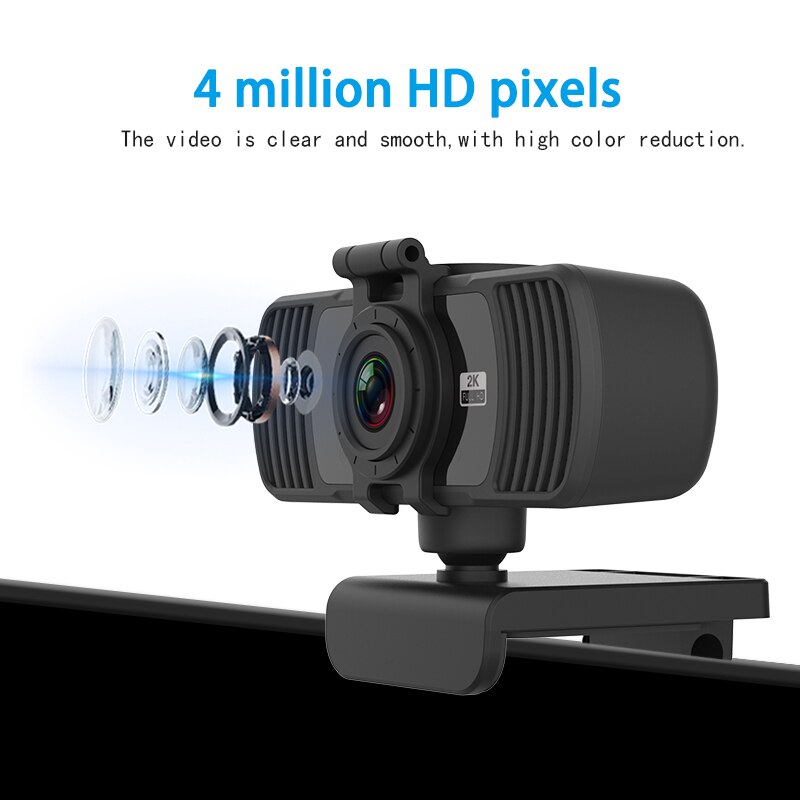 Webcam d'ordinateur avec Microphone intégré 2K Full HD No 1080P grand écran vidéo travail maison accessoires USB Web caméra pour PC Linux