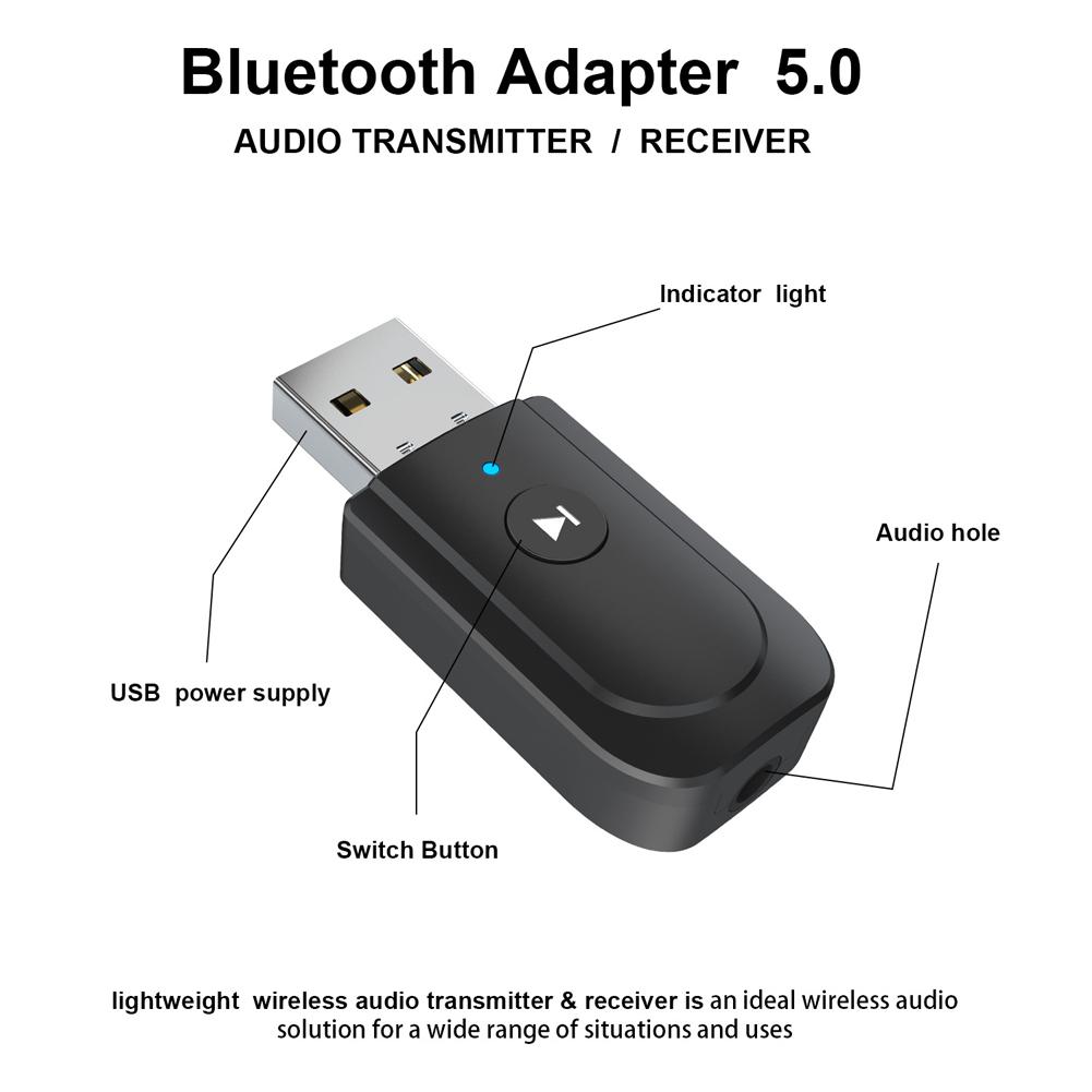 Wireless Adapter USB Bluetooth 5.0 Transmitter Receiver 3.5mm AUX Stereo Music adapter TV Earphone Mini Bluetooth Transmit