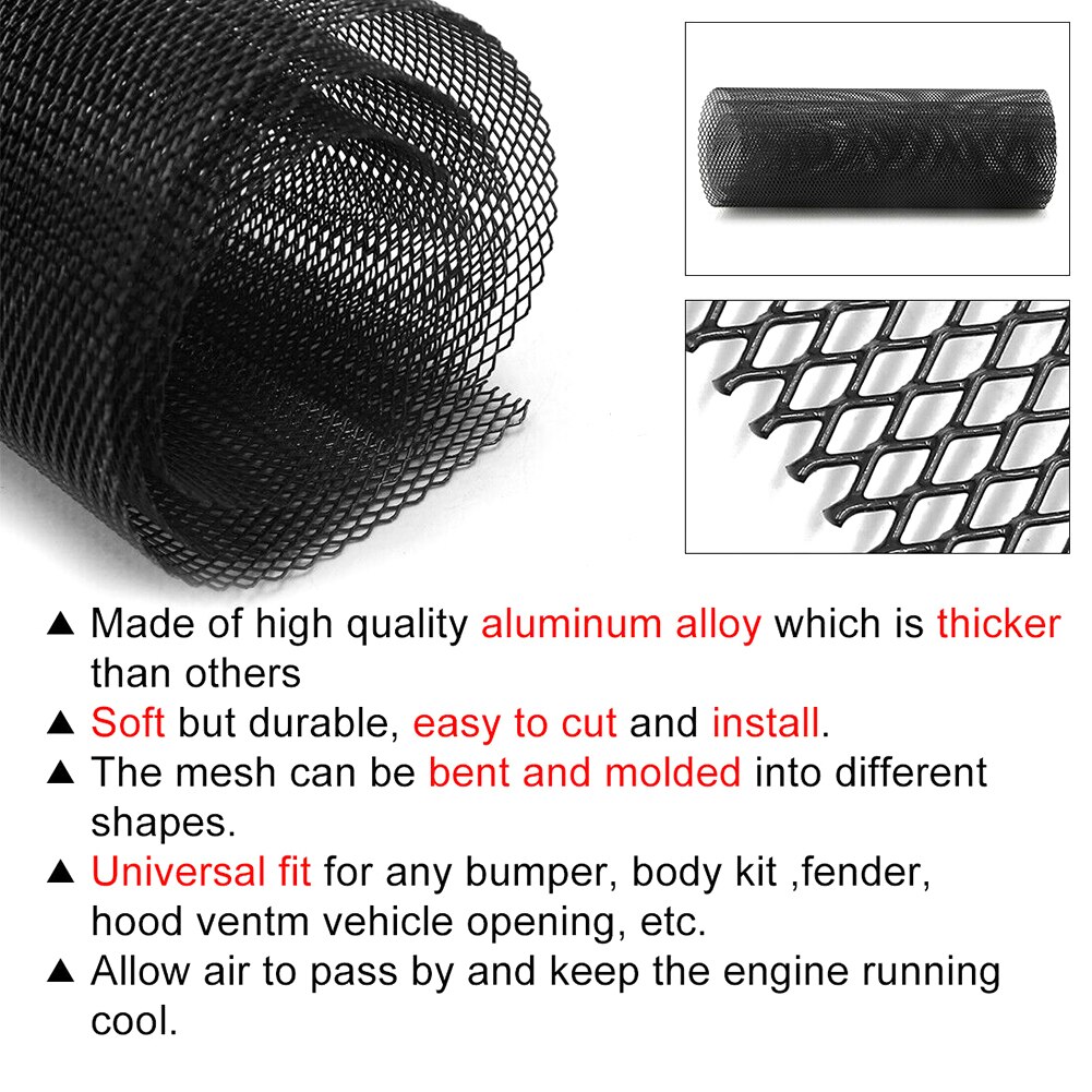 Universal 3*6MM Car Front Bumper Racing Grille Mesh Vent Car Tuning Rhombic Grill Mesh Sheet Metal Alloy Net 100*33cm