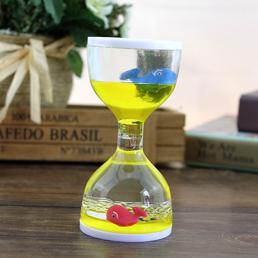 Animalsk olie flydende timeglas flydende boble bevægelsestimer sensorisk legetøj ca. 5.5 x 11cm: Gul