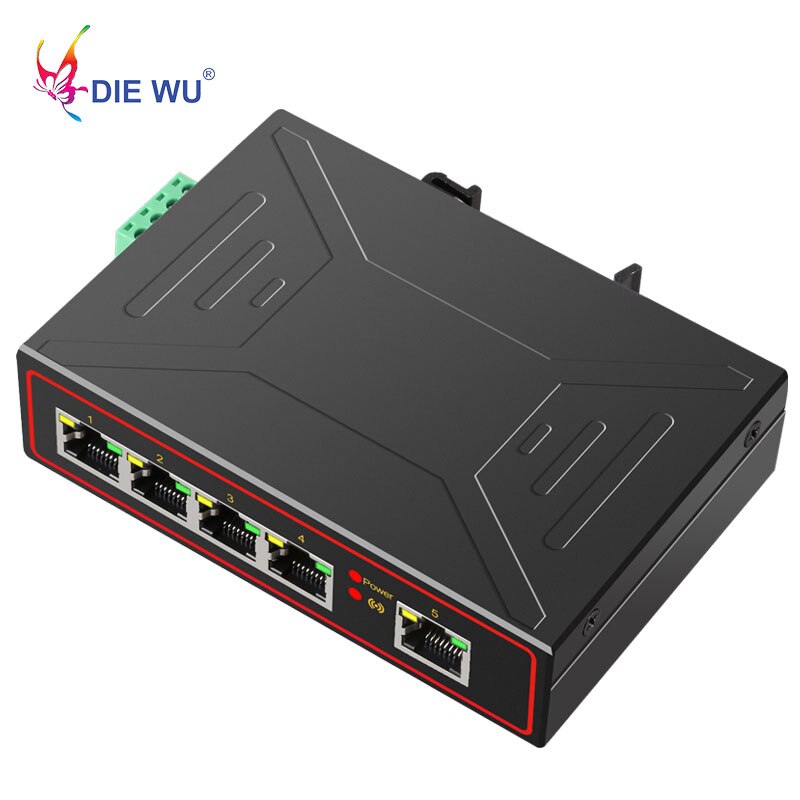 5 Ports Industrial Metal Case Ethernet Switch 10/100Mbps Rj45 Signal Strengthen Vlan Network Switch