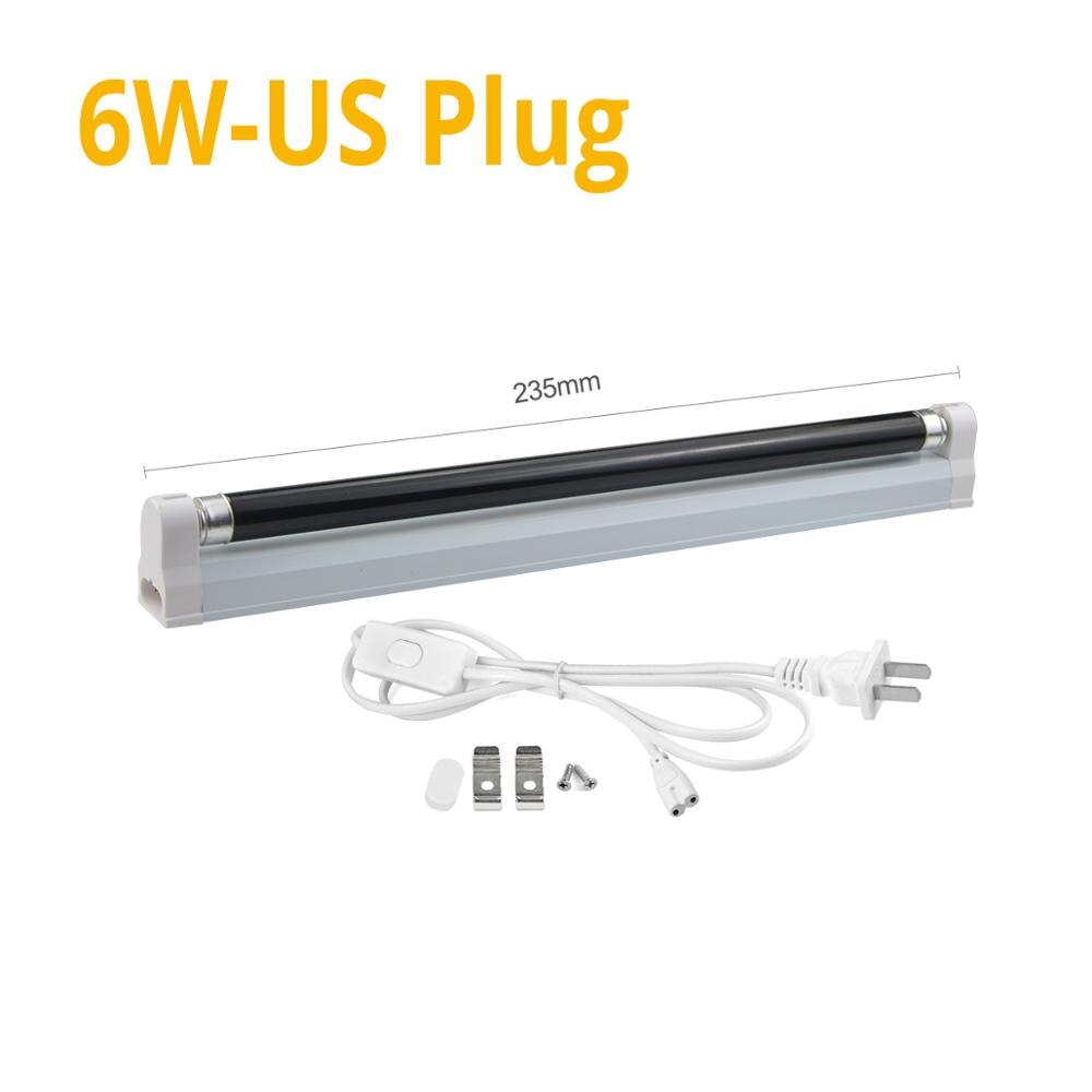 Ultraviolet Lamp Blacklight T5 Tube UVC Bulb 220V 110V UV Lamp Black Light Violet Fluorescent CFL BLB Lamps luz negra: 6W with US Plug 110V