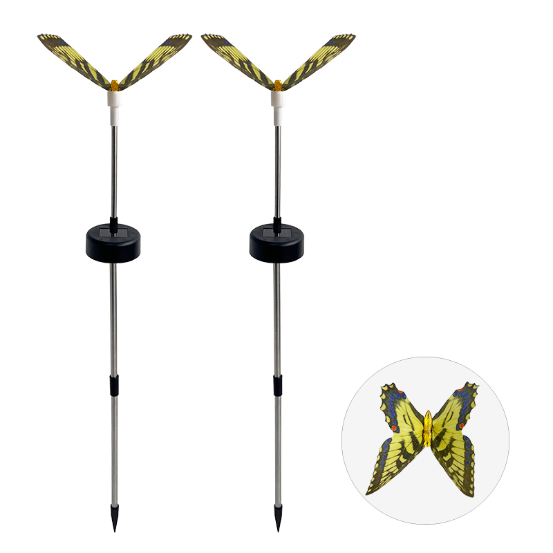 Luces LED solares de mariposa para exteriores, lámpara de ambiente para patio, iluminación de paisaje, para jardín, césped, patio, parque, villa, decoración del hogar: Amarillo claro