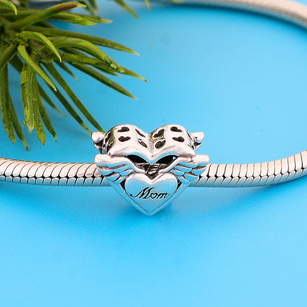 Fc Sieraden Fit Originele Bedelarmband 925 Sterling Silver Angel Wings Graveren Mum Hart Bead Voor Maken Vrouwen Berloque