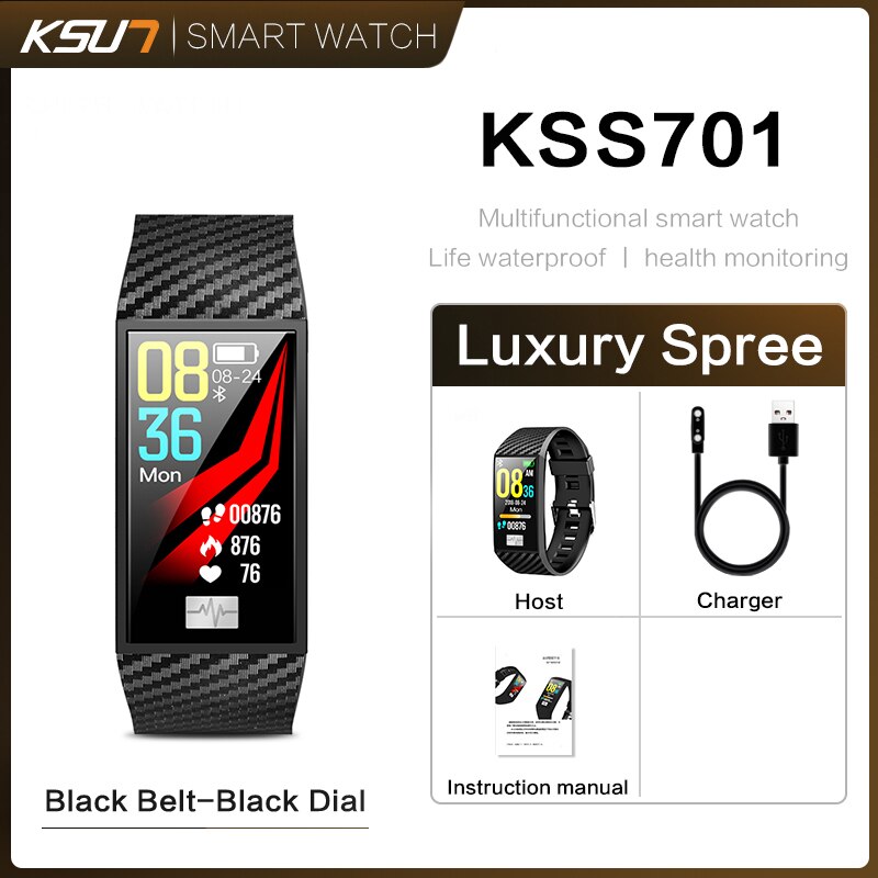 Ksun KSS701 Smart Horloge Fitness Armband Miband Band 3 Grote Touch Screen Oled Bericht Hartslag Tijd Smartband: KSS701-B