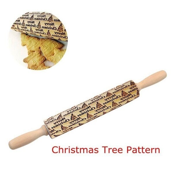Jul prægning kagerulle bagning cookies nudler kiks fondant kage dej indgraveret rulle rensdyr snefnug rulle køkken: Juletræ