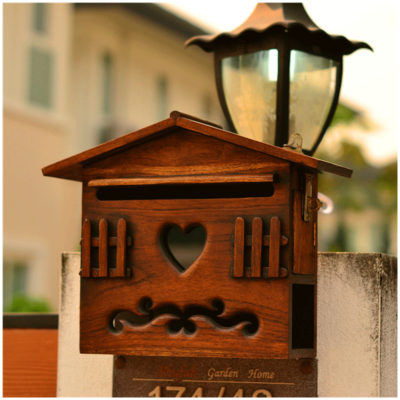 Thailand solid wood letter box villa wall-mounted retro home letter box post letter suggestion box Rainproof
