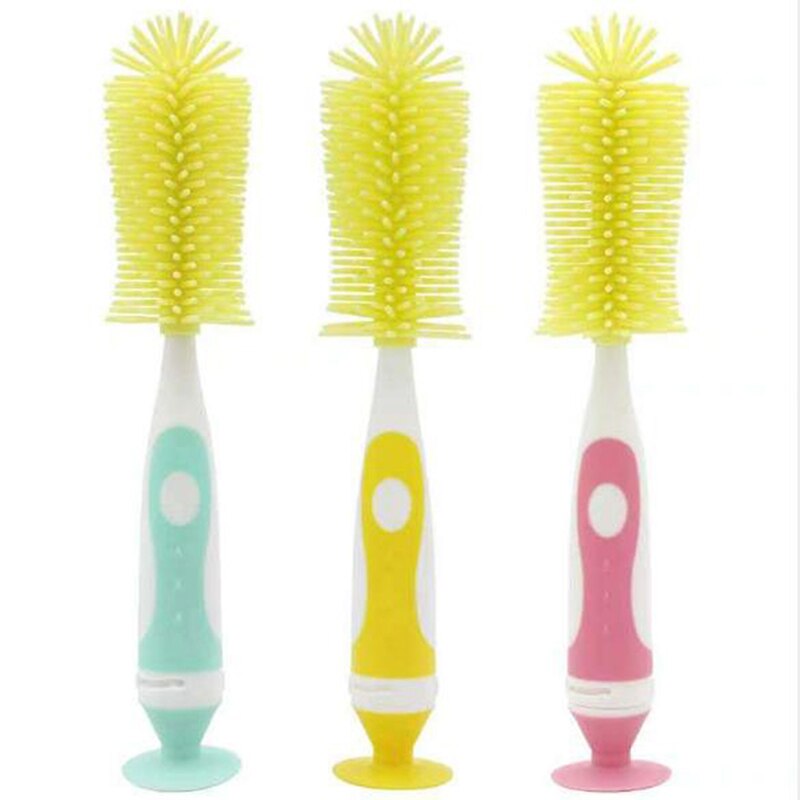 Silicone Baby Bottle Brush Cleaner Nipple Feeding Bottle Sponge Brush 360° Sponge Cleaner+Pacifier Brush